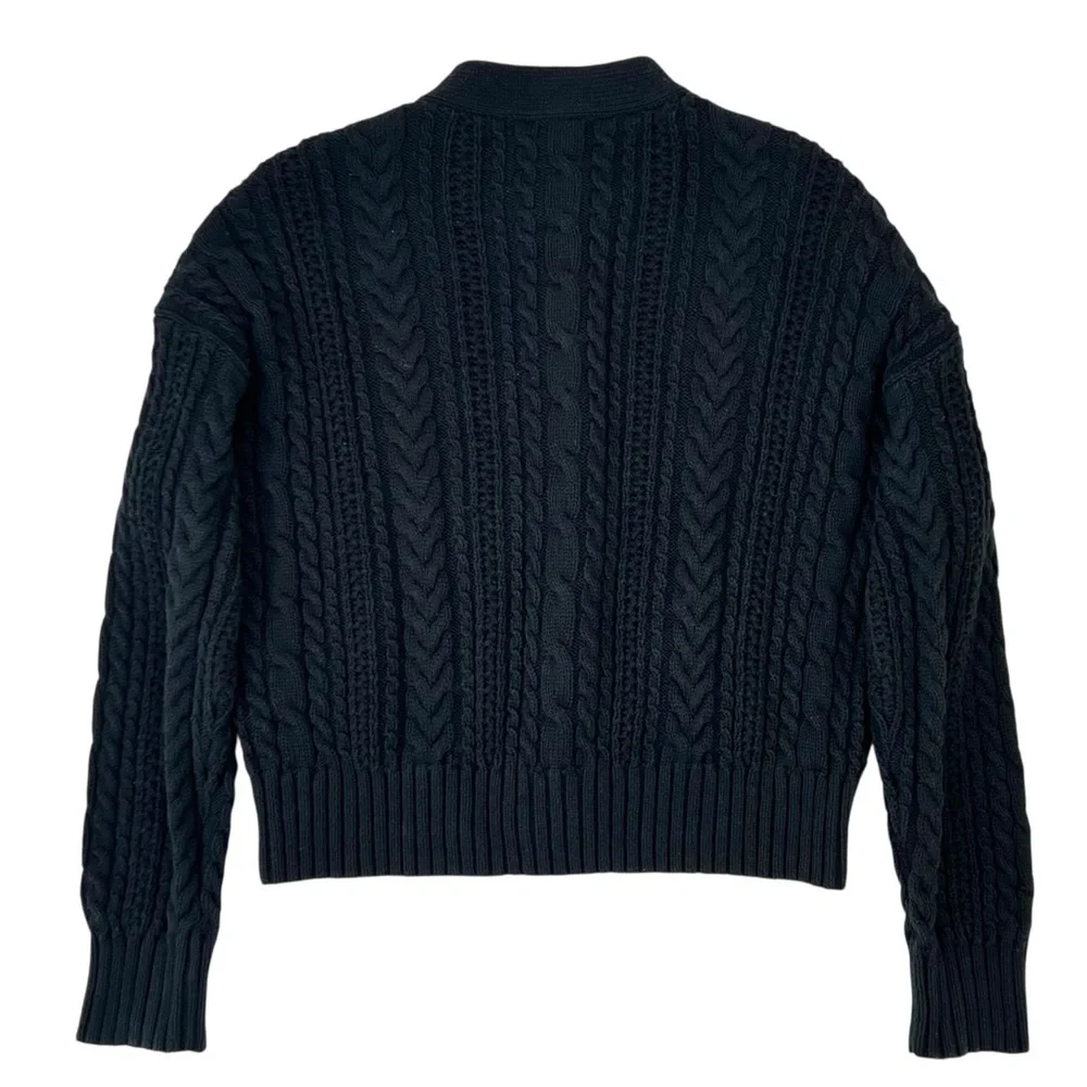 Alex Mill Cable Knit Nico Chunky Cardigan - Black Drop Shoulder Button Up Cardi - Picture 6 of 11